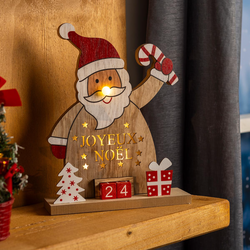 LED drevený kalendár Santa