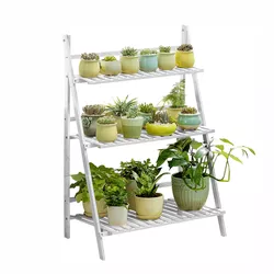 Bambusový stojan na kvetiny Nepel Typ 1 biela, 70 x 40 x 96 cm